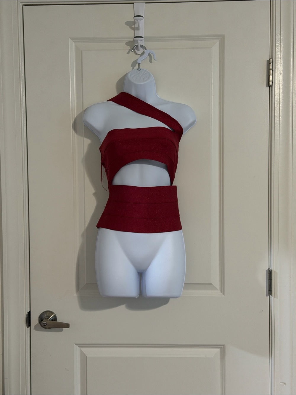 Fashion Nova Red Asymmetrical Cutout Bandage Bandeau Top
